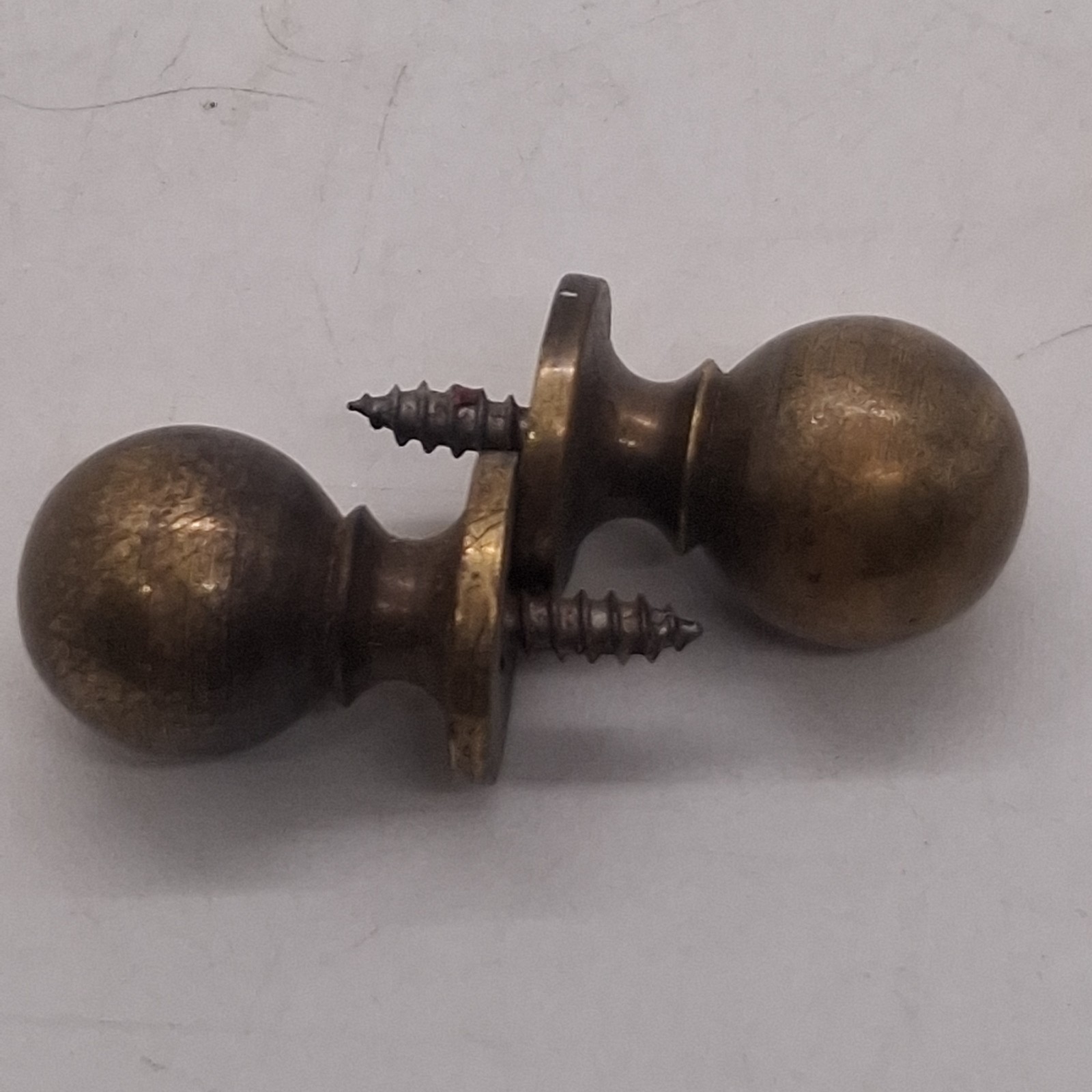 Antique Heavy Brass Round Small Drawer Pull Half Inch Screw In Patina