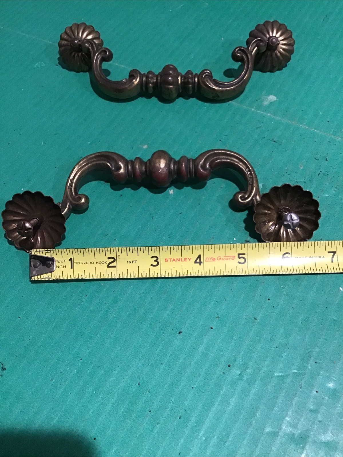 (2) Vintage KBC Drop Bail N5073 Medieval Heavy Brass 6″ COC Pull Handle Dresser