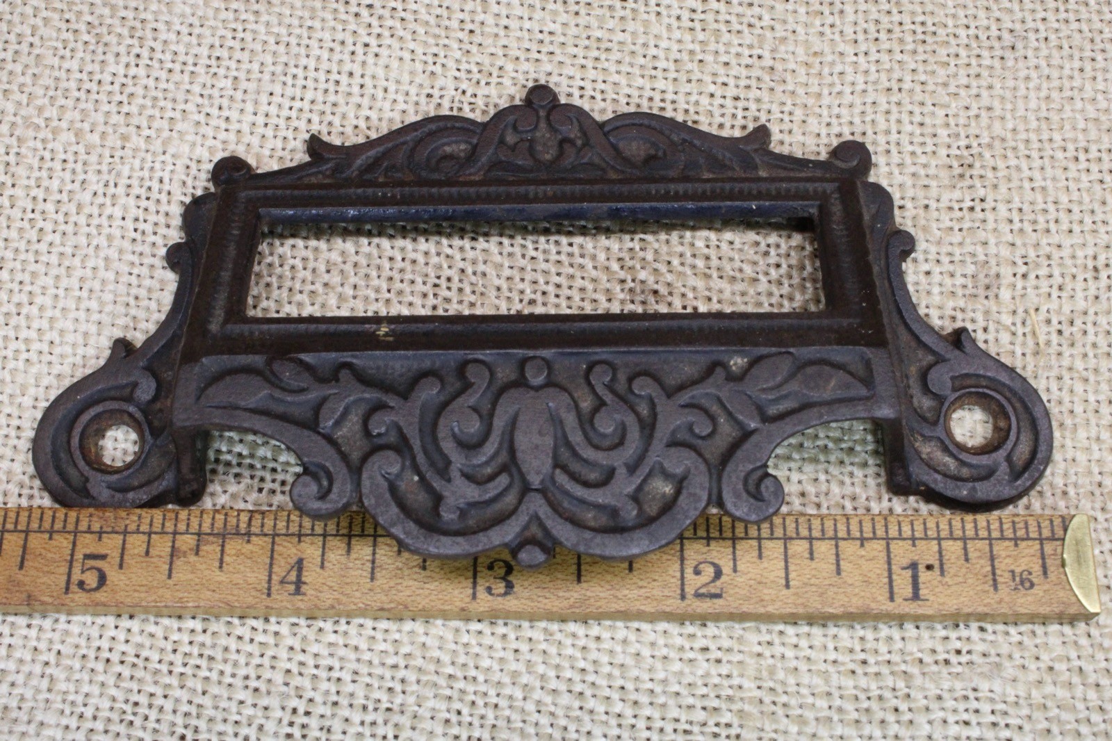 Old Apothecary Bin Pull Drawer Fancy Card Holder Handle 5 1/4″ Drug Store Glass