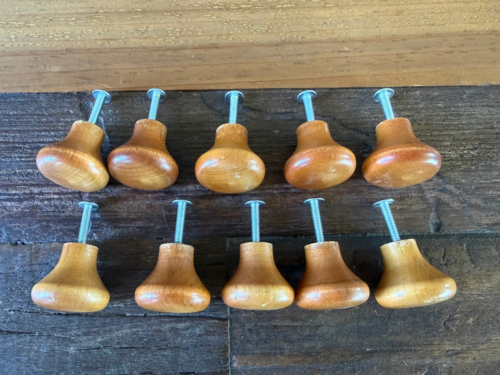 Vintage Wooden Dresser Drawer Knobs Cabinet Door Pulls Lot Of 10 w/1”screws