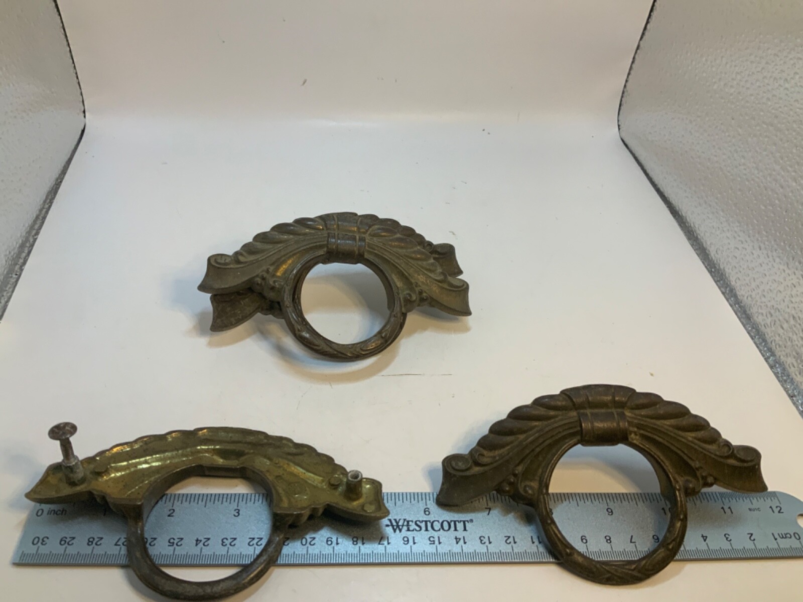 Vtg KBC Keller Brass Art Deco Metal Drawer Pulls Lot of 4