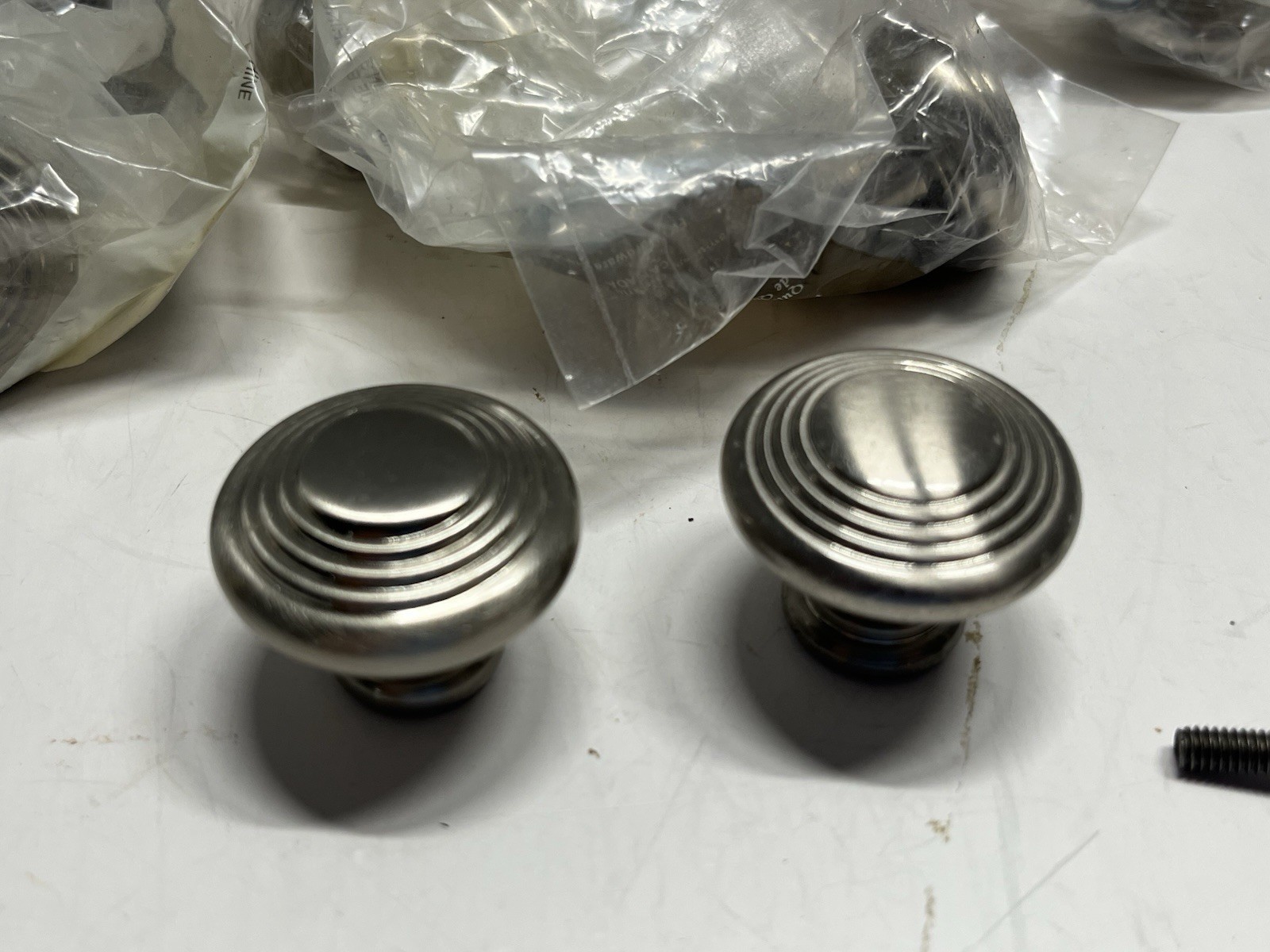 Vintage Lot (7) NOS Belwith Round Nickel Swirl Design Drawer/Cabinet Knobs