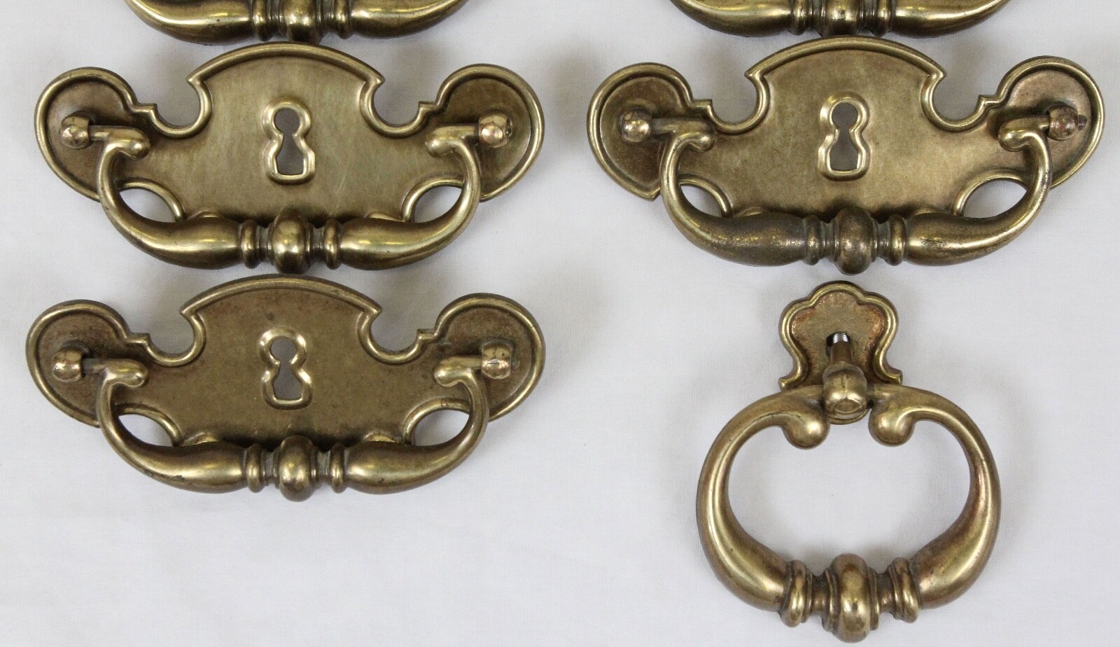 Lot Of 7 +1 Keeler Brass Co KBC Drawer Handles Pulls Chippendale Batwing Keyhole