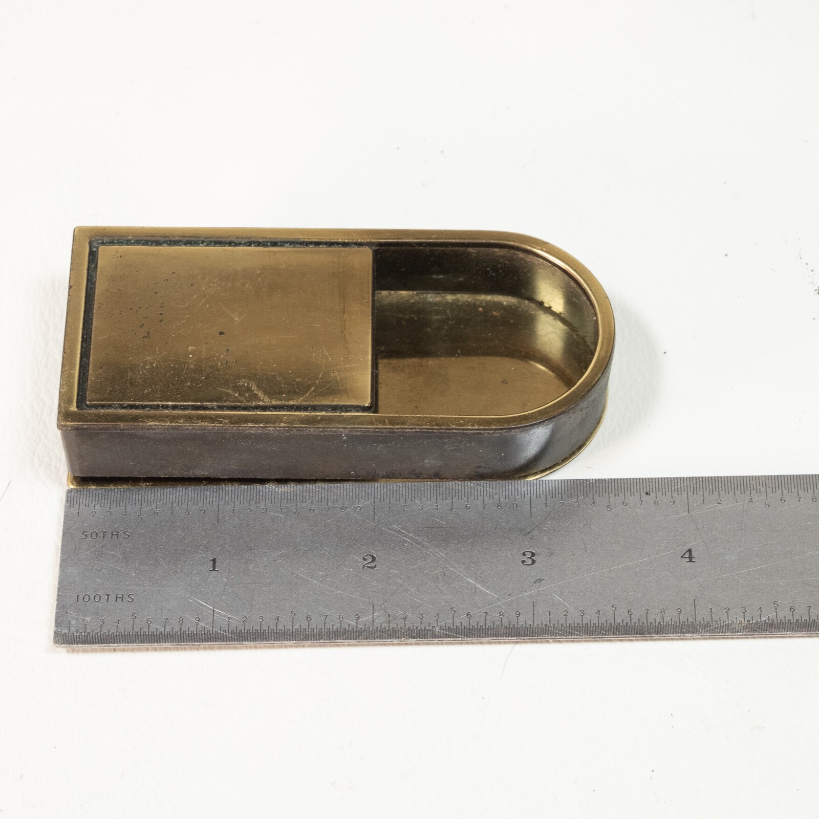 (1) Drexel Passage Drawer Pull Campaign Dresser Flush Brass Fixed Handle