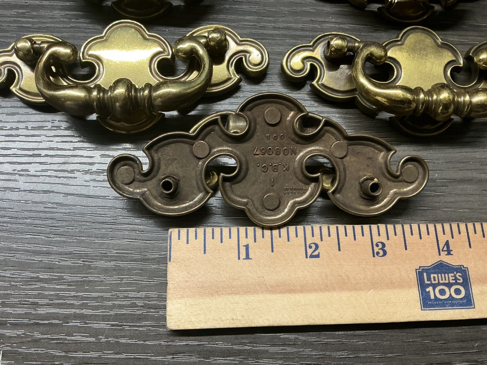 7 VINTAGE Keeler Brass KBC NO8067 Chippendale Batwing Drawer Handles Pulls (33)