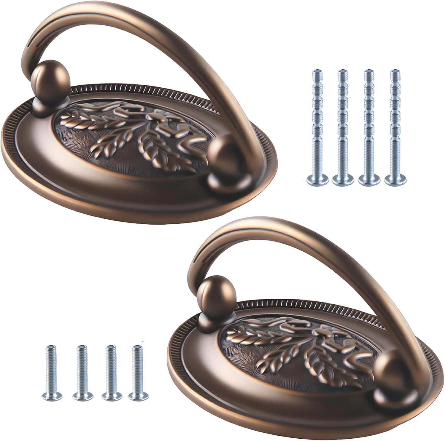 2.5 Inch Center Vintage Oval Drop Swing Handles 2 Pack Antique Brass Bail Dra…
