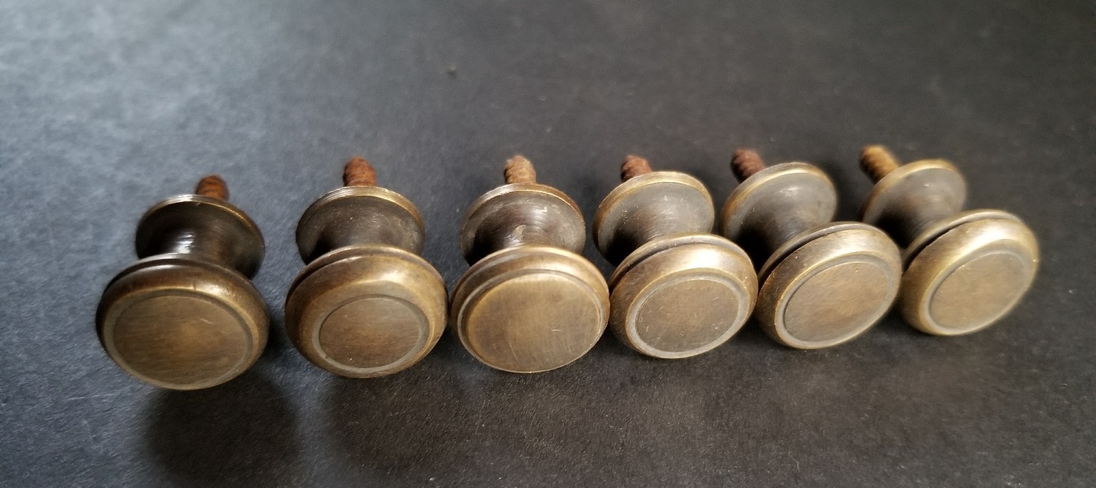 6 Solid Brass SMALL Stacking Barrister Bookcase 1/2″dia Knobs drawer Pulls #K18