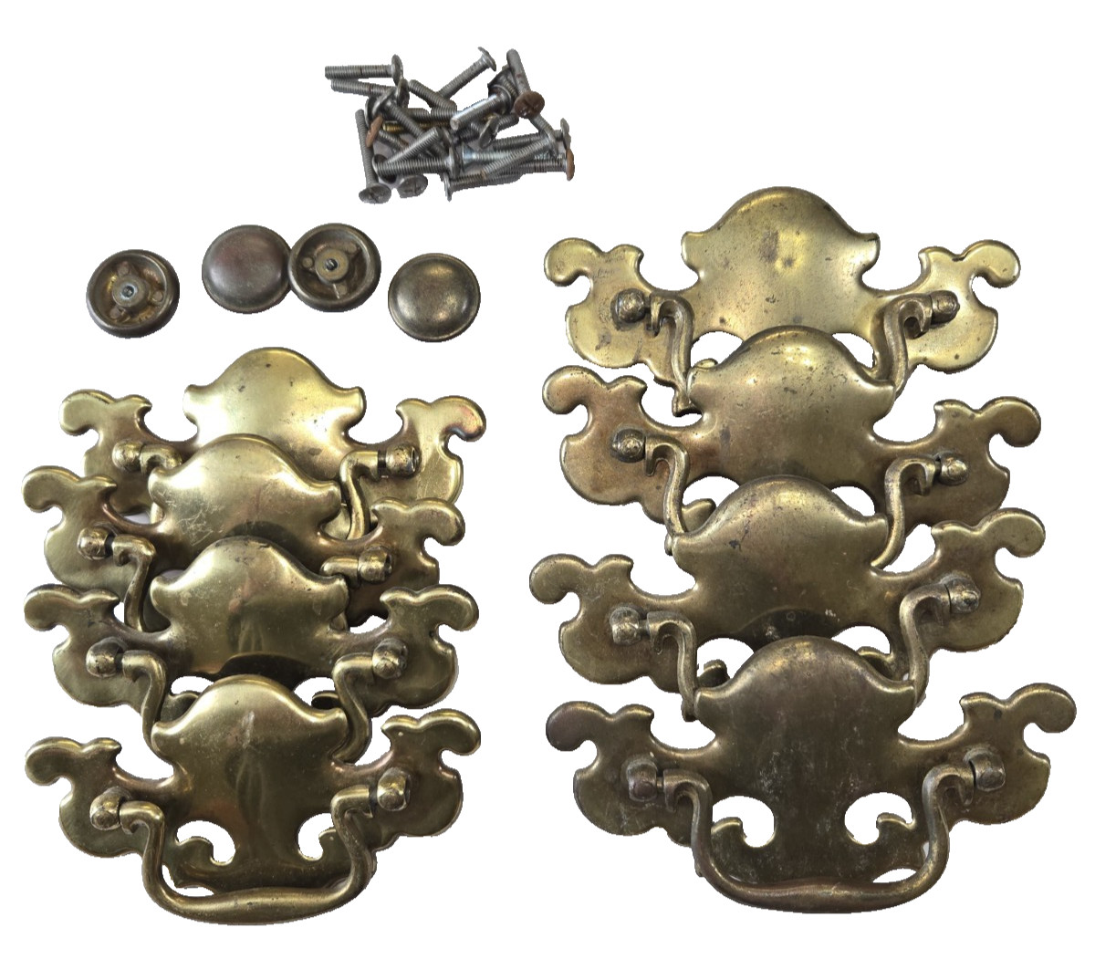 Lot Of 8 Vintage KBC Keeler Brass Co Batwing Drawer Pulls Parts/Salvage 70s/80