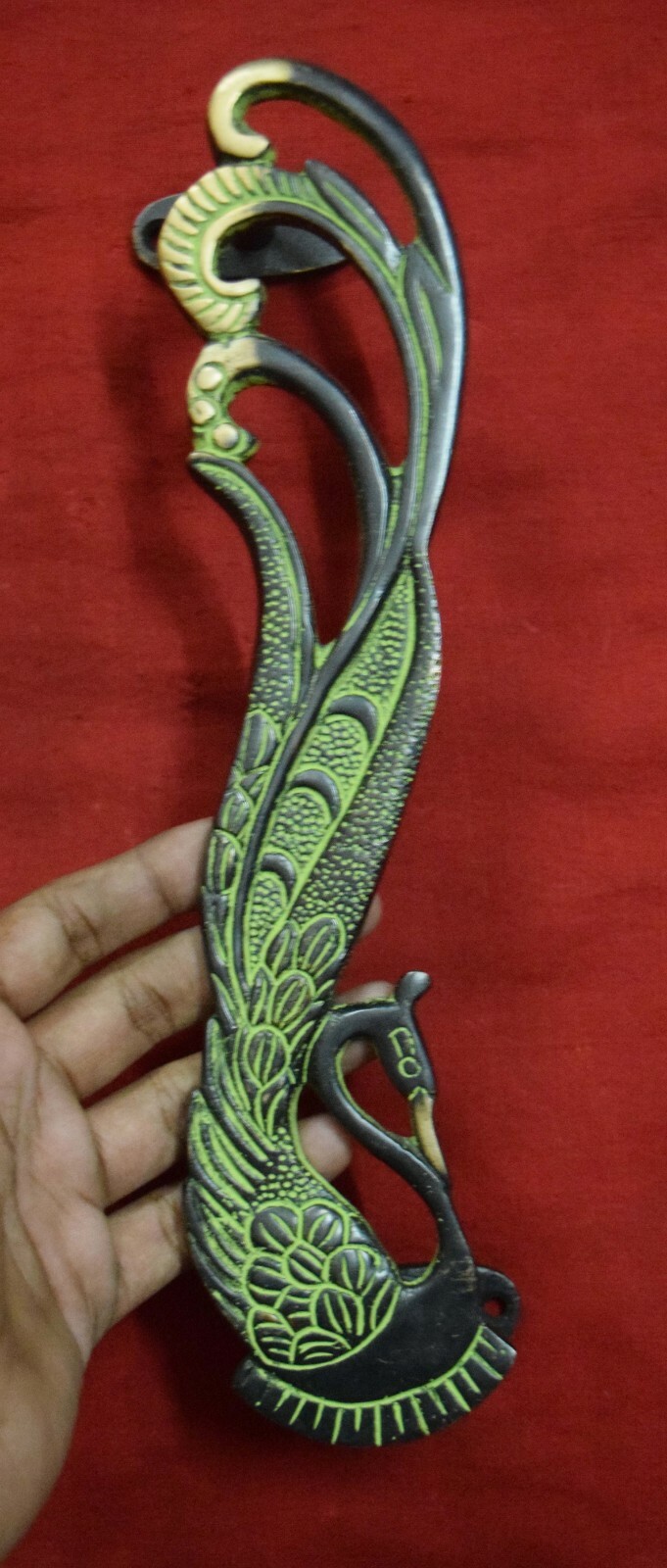 Peafowl Bird Shape Door Handle Brass Handmade Home Door Decor Peacock Gift VR246