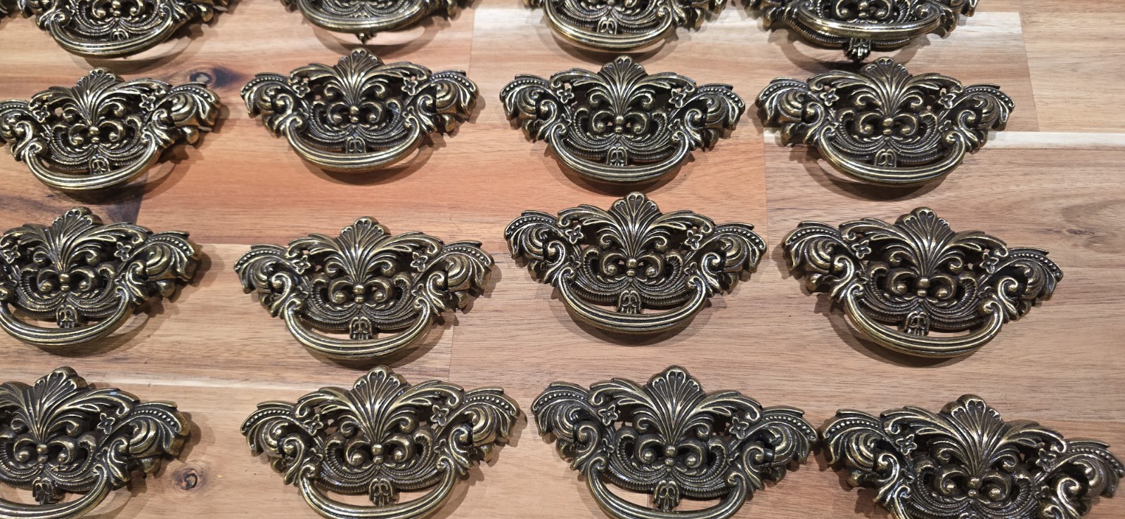 27 Brass French Victorian Drawer Pull Ornate Baroque Design