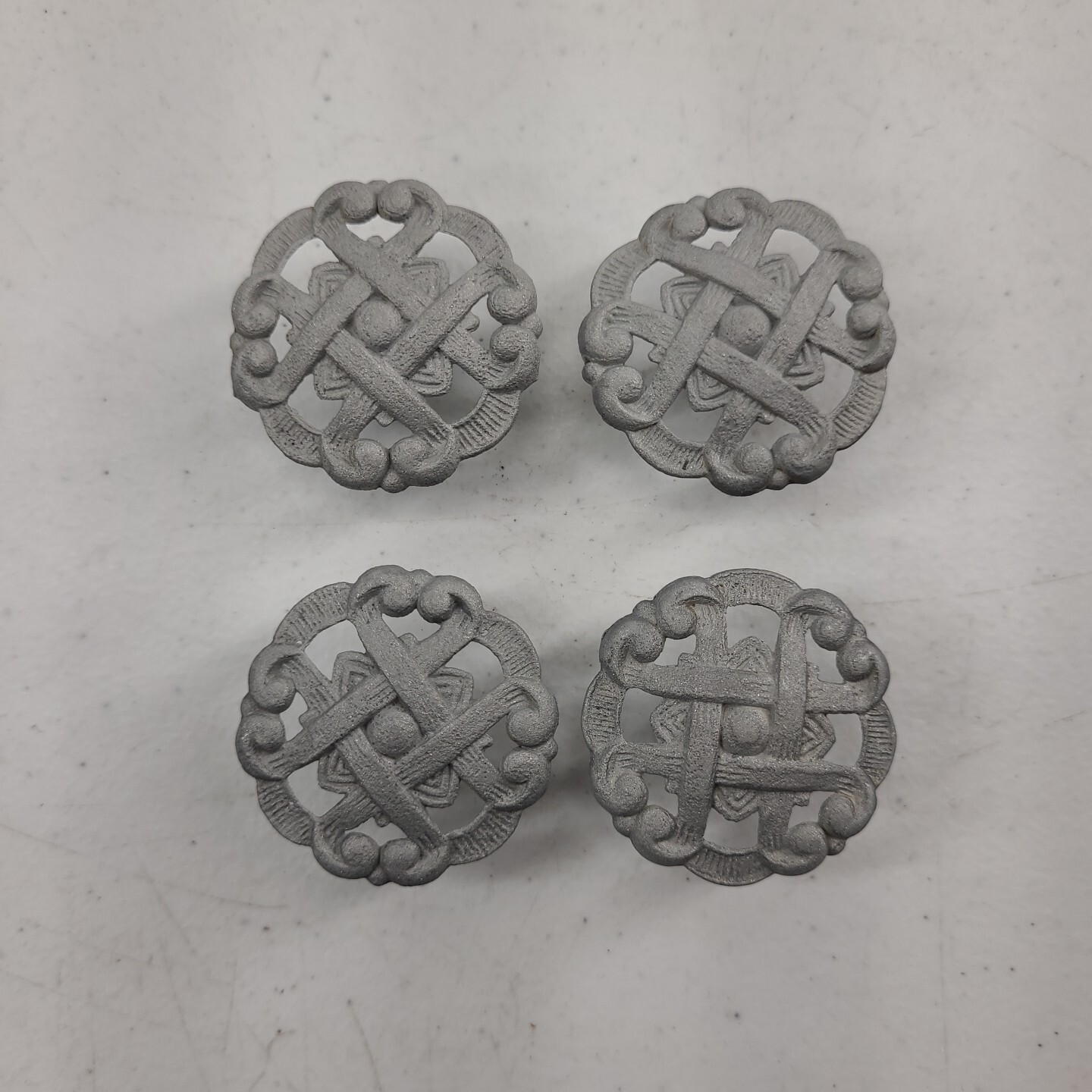 Vintage Lot of 10 Woven Drawer Pull Knobs Metal Floral Scrolls 1.5 inch Round