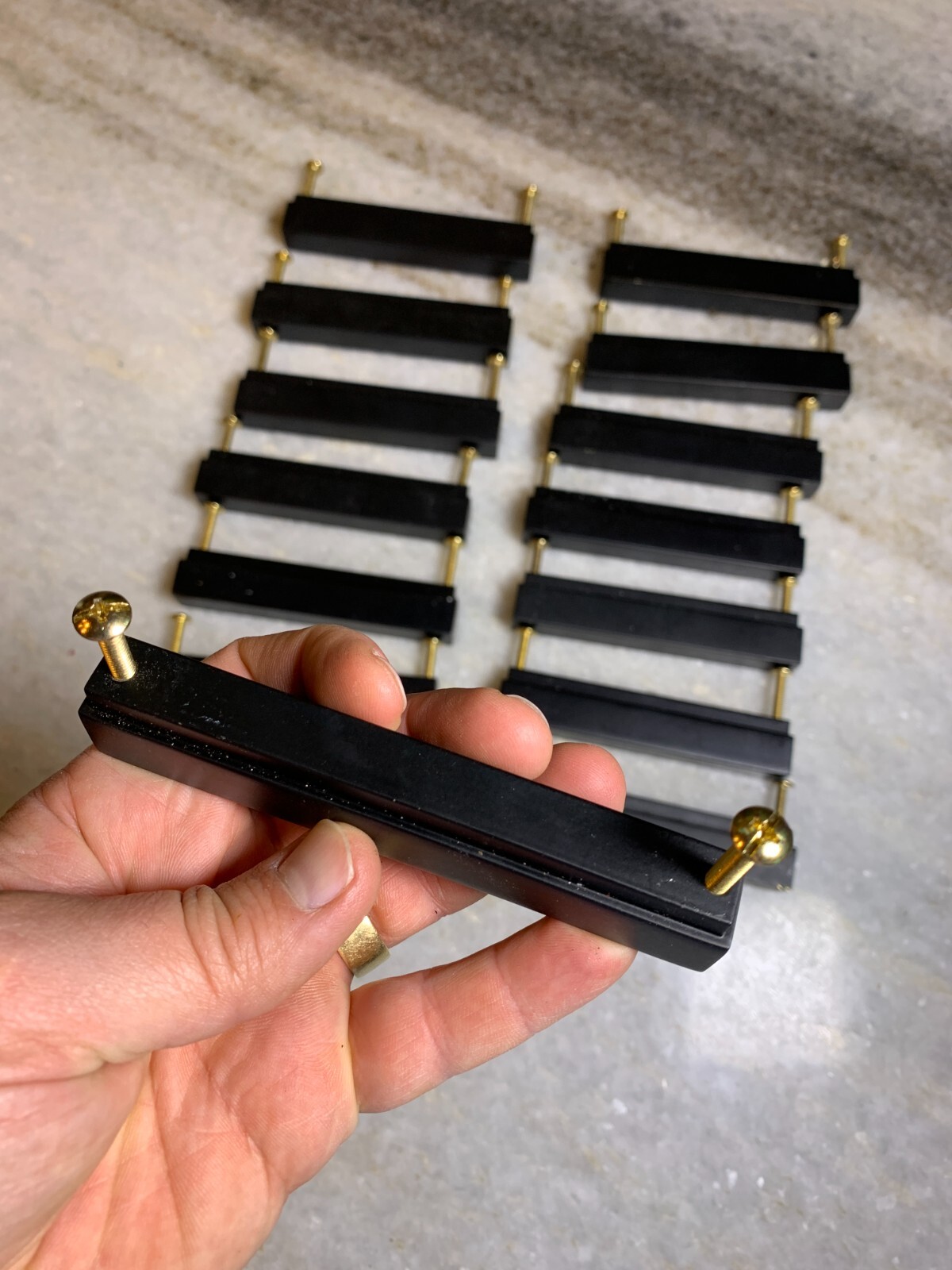14 Heavy Duty Solid Brass Black Square Rectangle Rectangular Bar Knobs Pulls