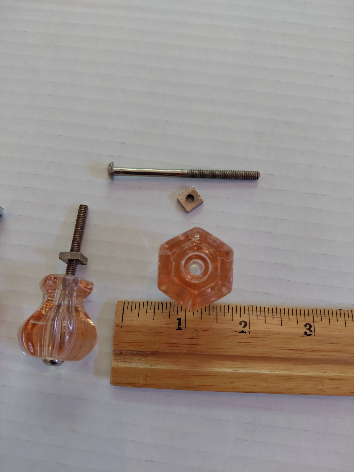 ANTIQUE AMBER/ORANGE GLASS 6 SIDED DRAWER/CABINET KNOBS 1920’S LOT OF 4