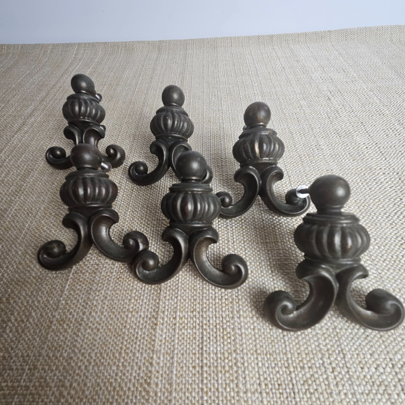 Ornate Drawer Pull Handles Set 6 Antique Bronze Tone Cabinet Hardware Scroll