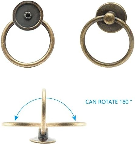 5Pcs 1″ x 2″ Bronze Ring Drawer Pulls | Vintage Cabinet Ring Handles, Drop Knobs