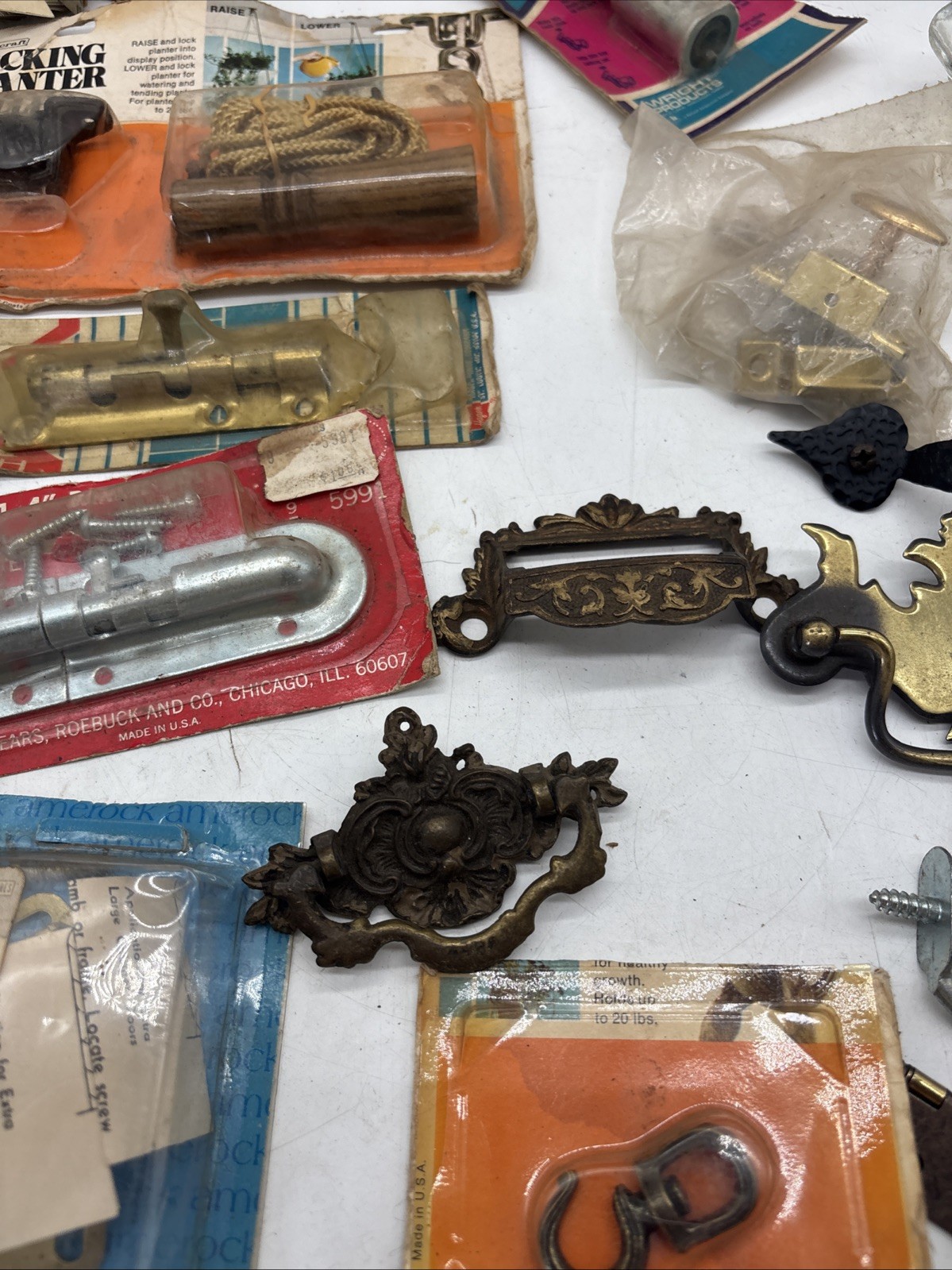 Lot of Mixed Hardware Furniture Drawer Pulls Handles Metal Brass Bolts Hooks