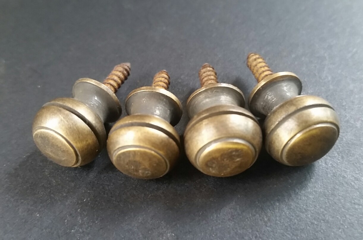 4 Solid Brass SMALL Stacking Barrister Bookcase 7/16″dia Knobs drawer Pulls #KK