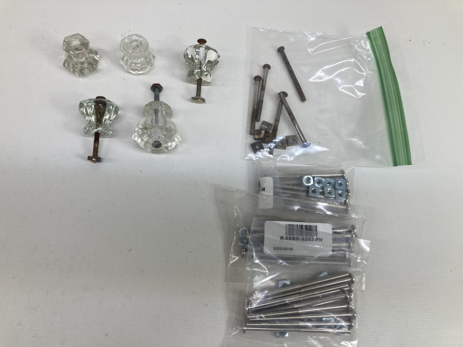 Vintage Lot 45 Salvage Glass Drawer Knobs Pulls Mixed Sizes, Shapes and Colors