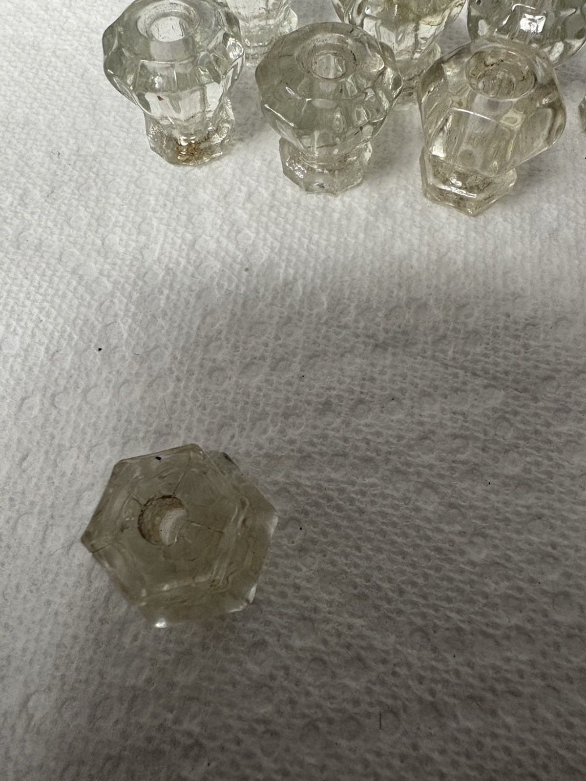 8 VTG Hvy Clear Glass Cabinet Door Drawer Knobs Pulls 2-6 Sided 6-10 Sided 7/8