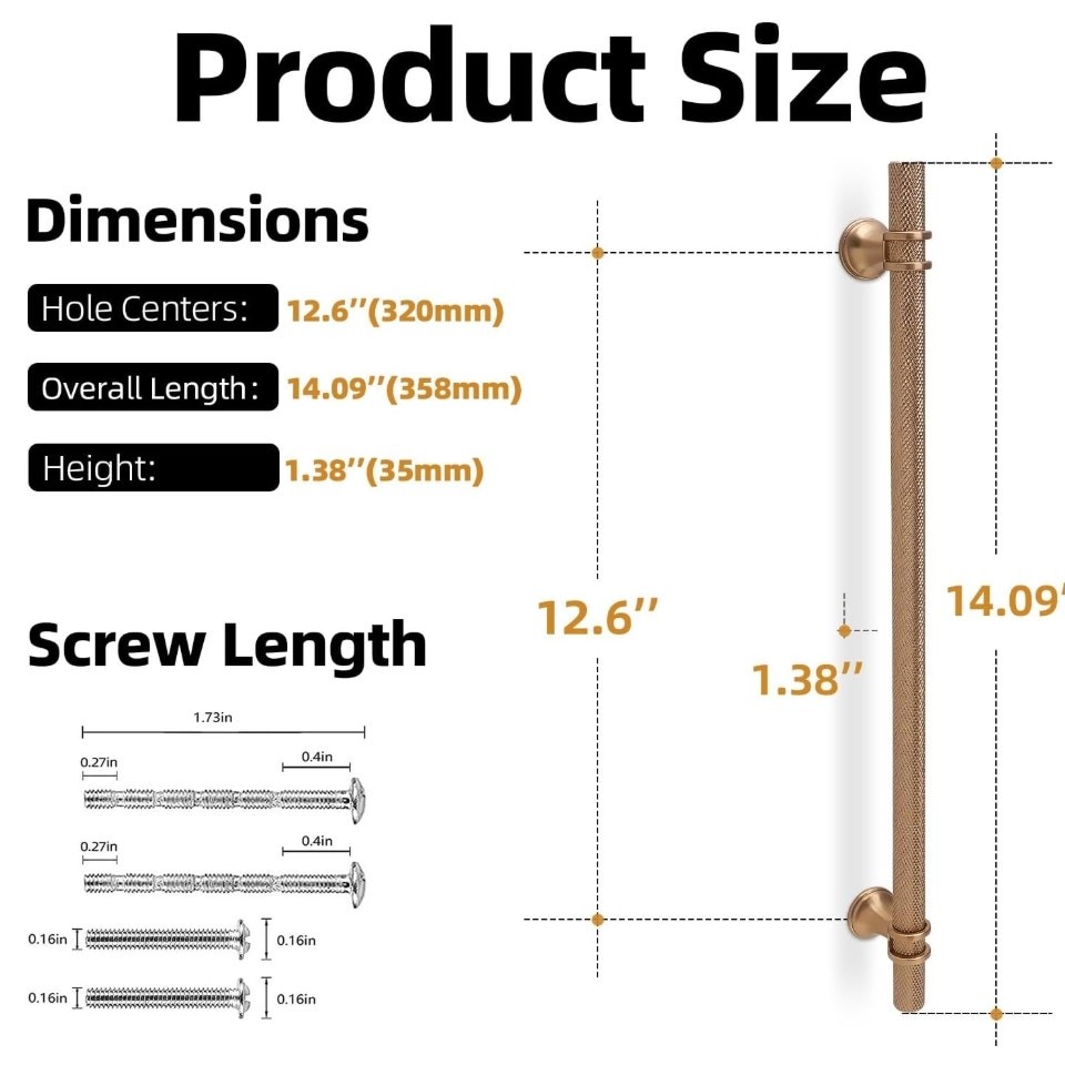 6 Pack 12-5/8″ Knurled Cabinet Pulls Champagne Bronze Drawer Handles