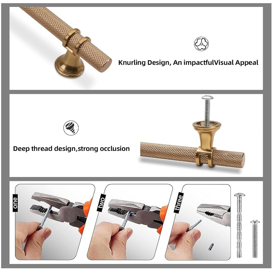 6 Pack 12-5/8″ Knurled Cabinet Pulls Champagne Bronze Drawer Handles
