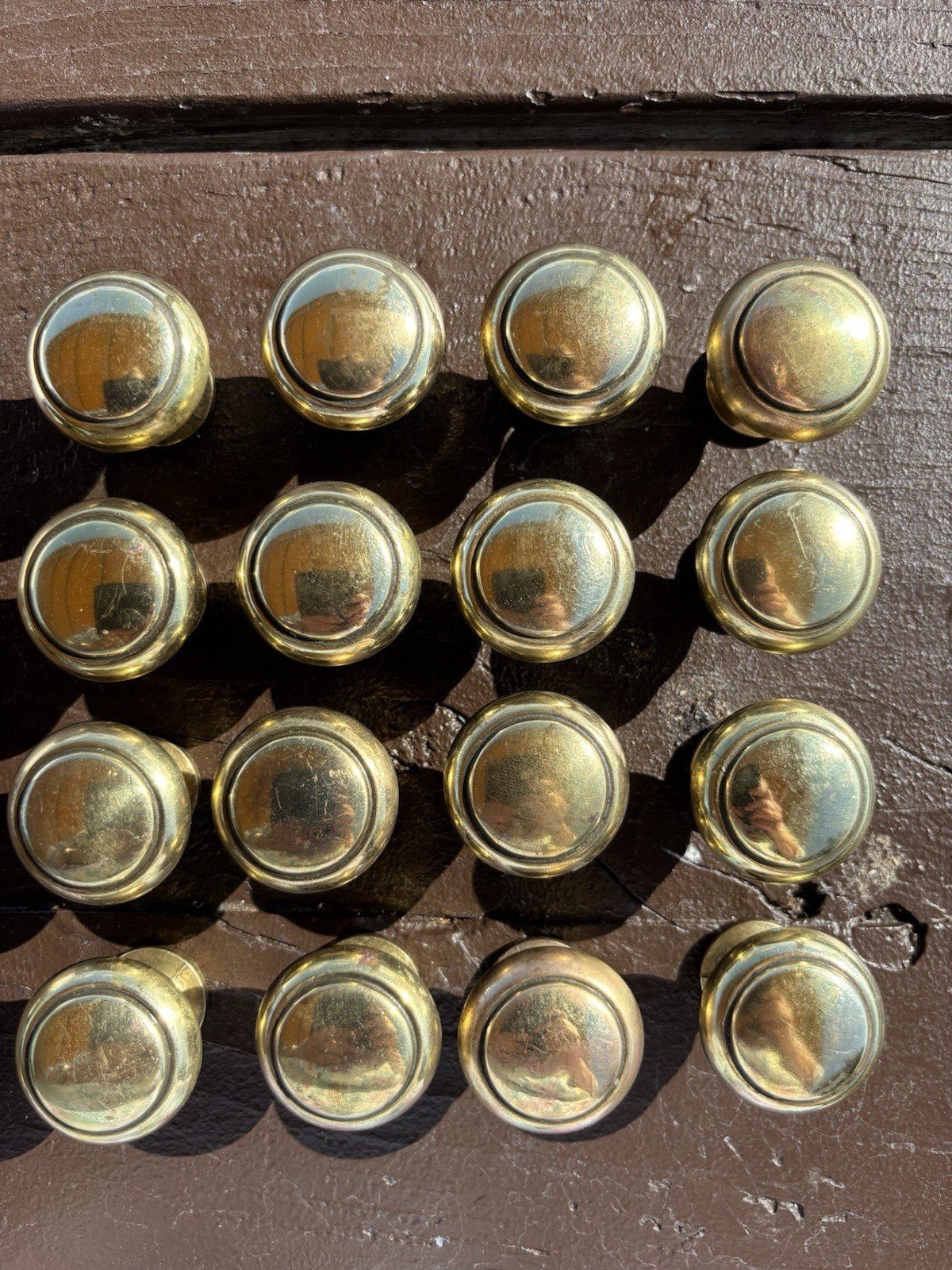 1970s Brass Finish Cabinet Knob 1 1/4” Round Mushroom Drawer Pull (Set of 2)