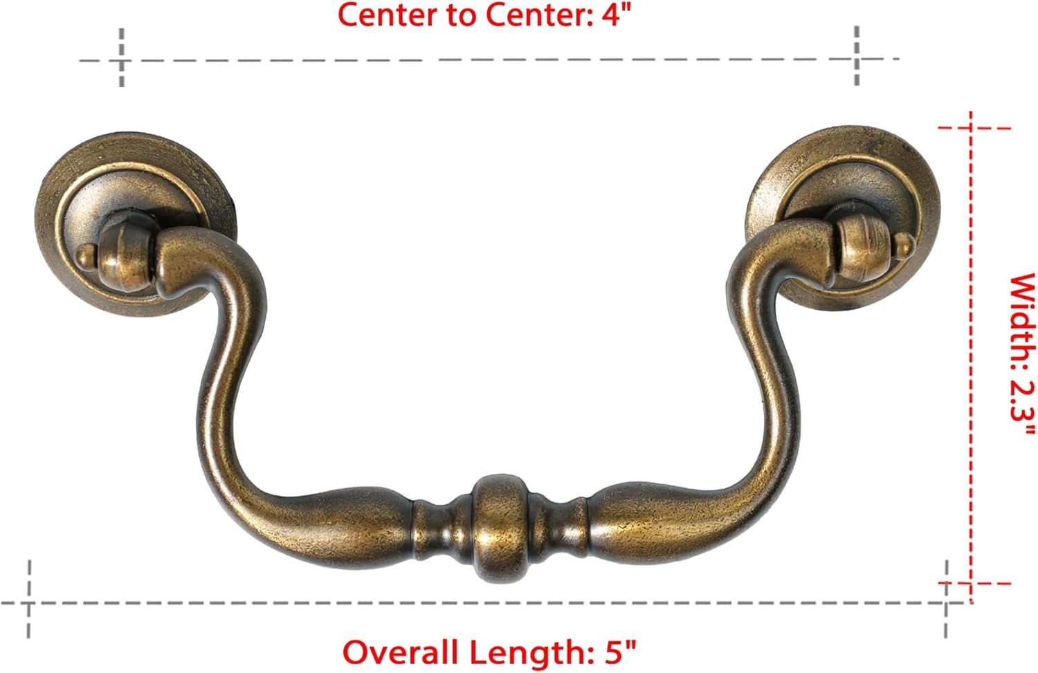 Antique Brass Drop Bail Drawer Pulls 4 Pack 4 Inch
