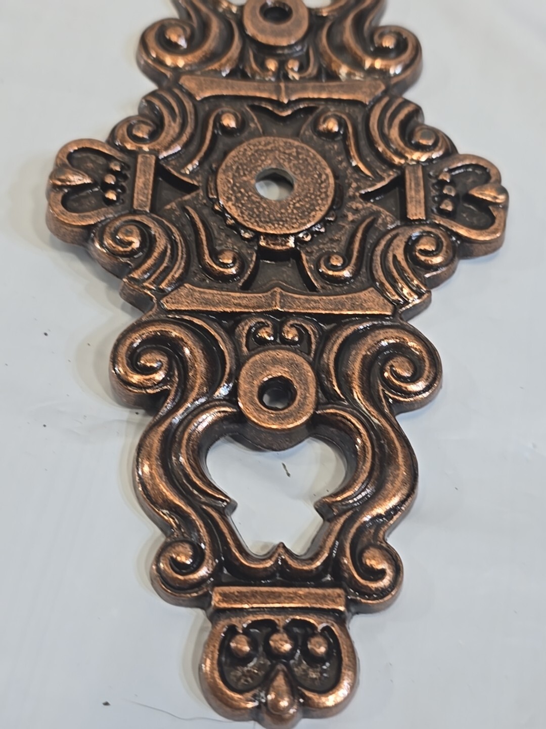 1970s Hyer Ornate Brass Cabinet Door Plate Large Hollywood Regency Vintage MCM