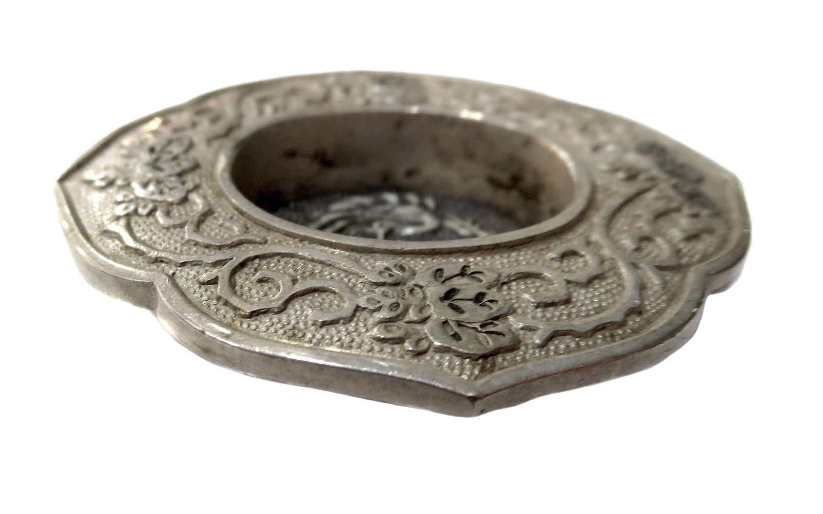 JAPANESE Silver ANTIQUE/VINTAGE Drawer Pull Slide Fine 2 Peacocks