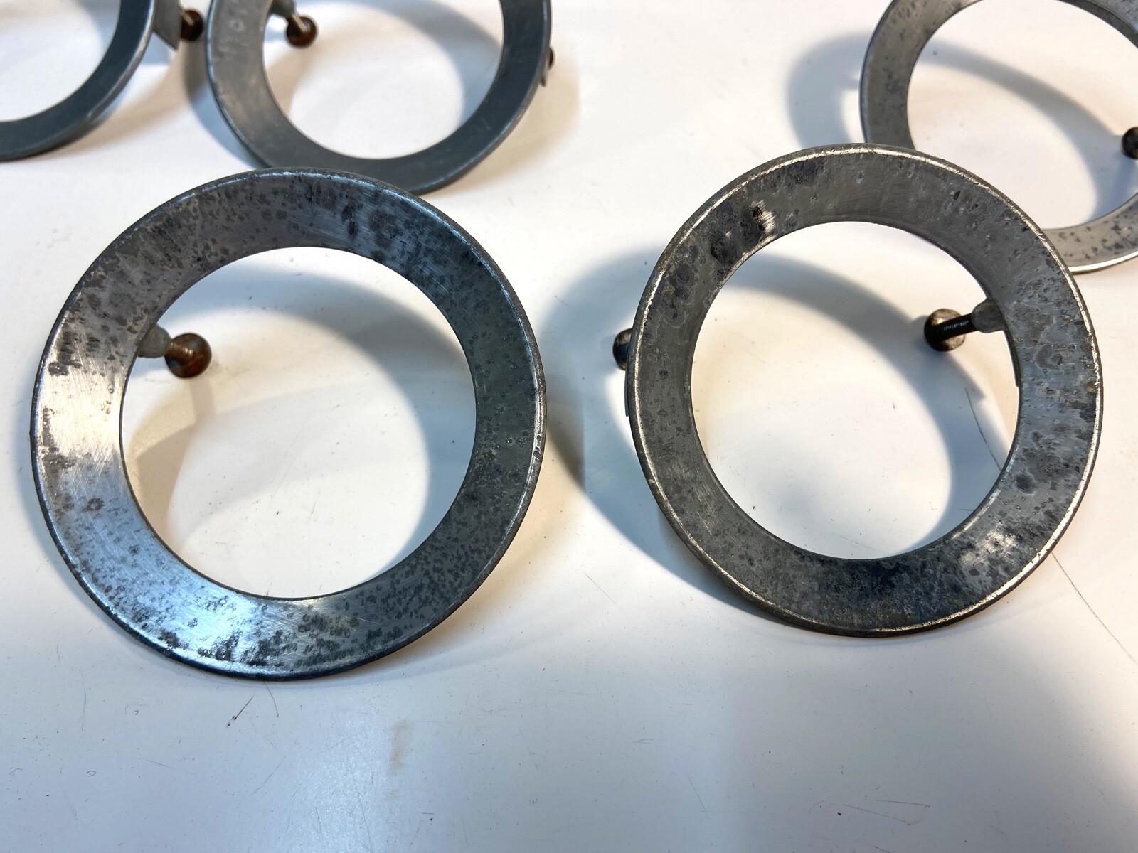 5 Vintage Unusual Drawer Pulls Mid century Modern Aluminum 3 1/2″