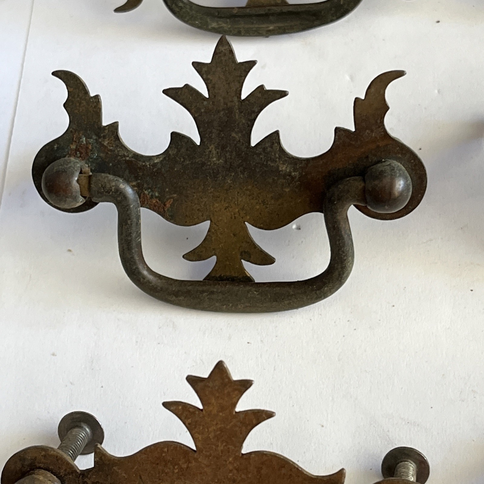 7-Vintage Batwing Chippendale Bat Wing Metal Drop Bail Pull Handles Free Ship US