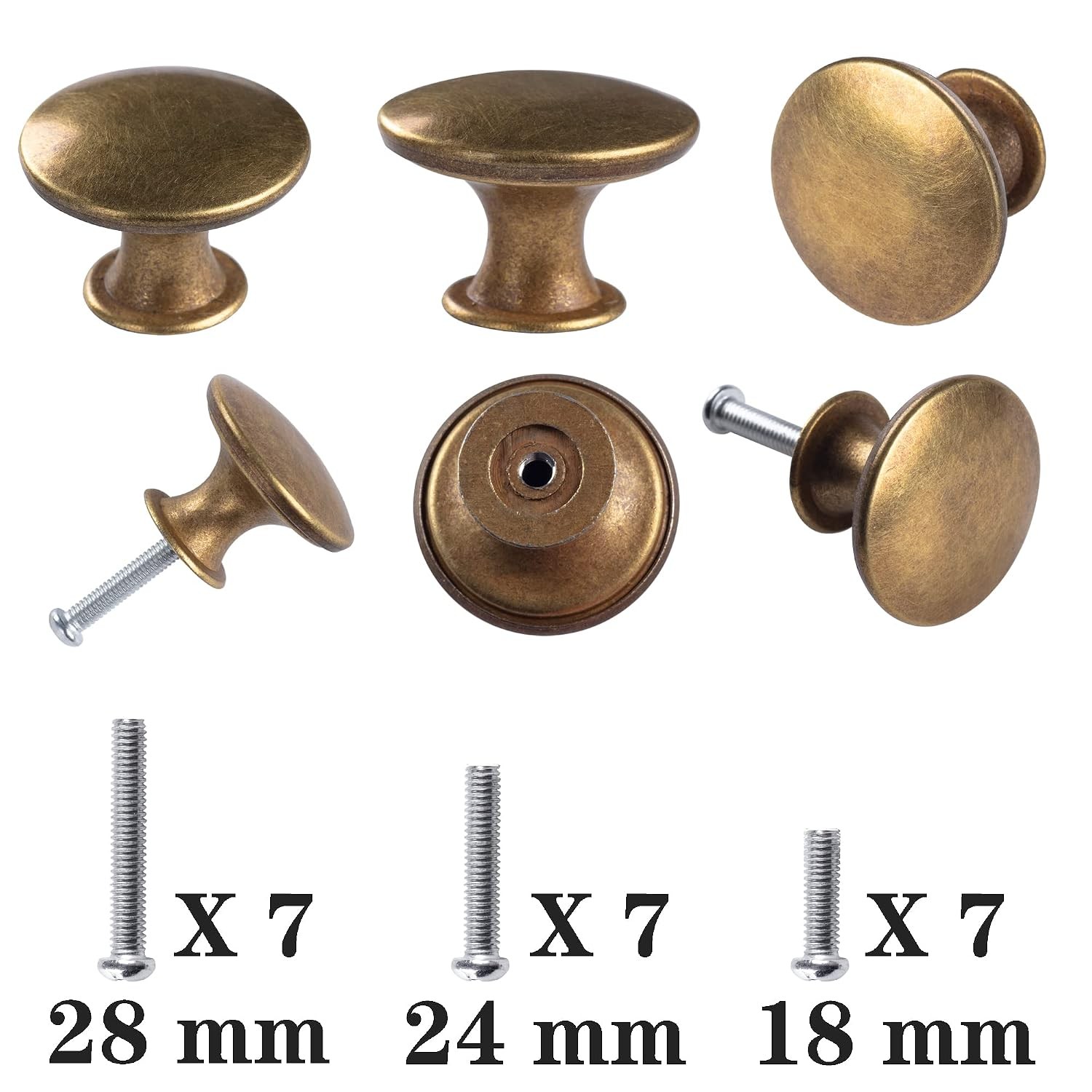 Antique Brass Yellow Bronze 6 Pack Kitchen Cabinet Door Knobs Handles Hardware