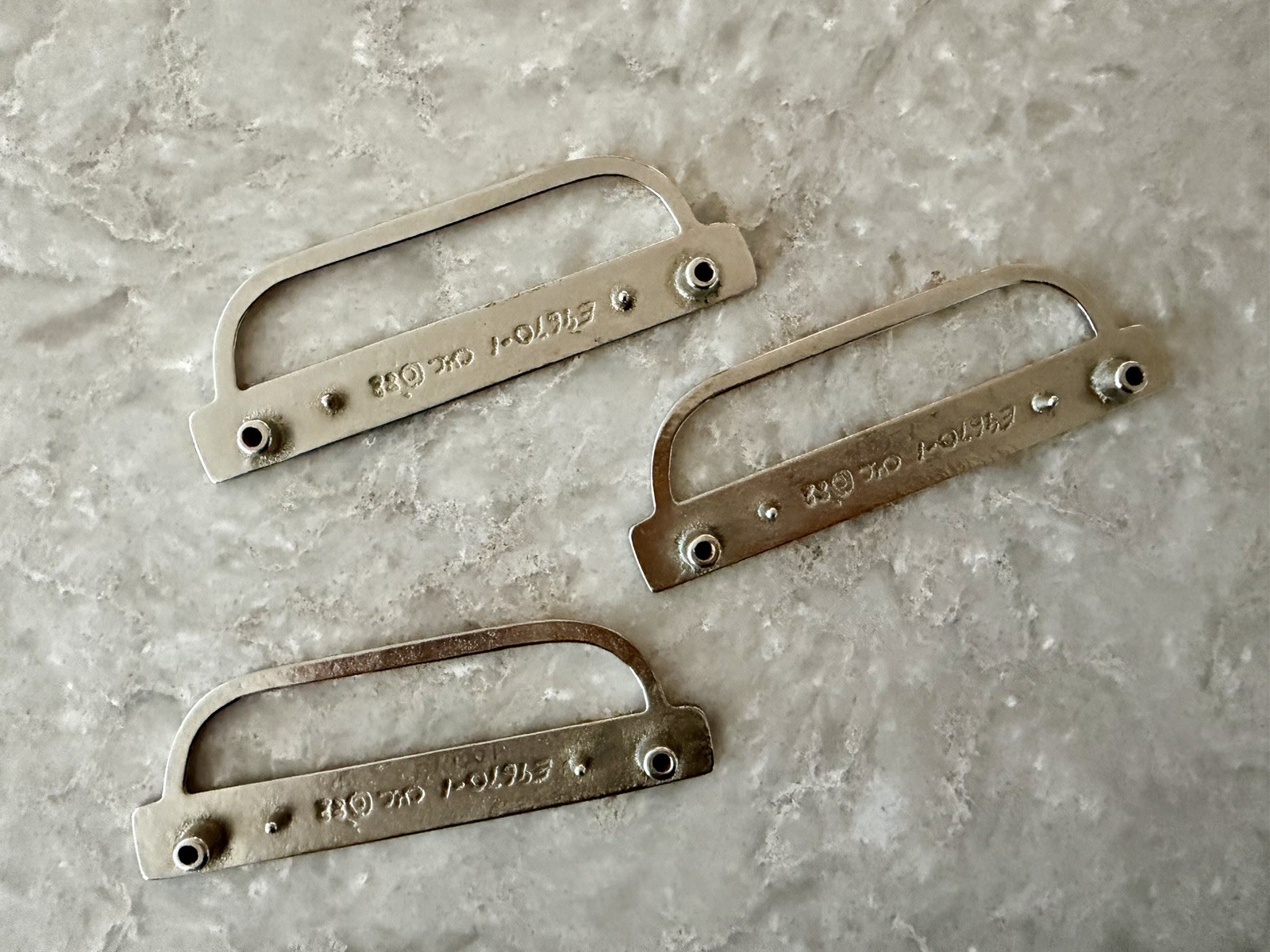 Set of 3 Vintage Art Deco Brass Cabinet Drawer Pulls 3.5” CTC CKC ©88