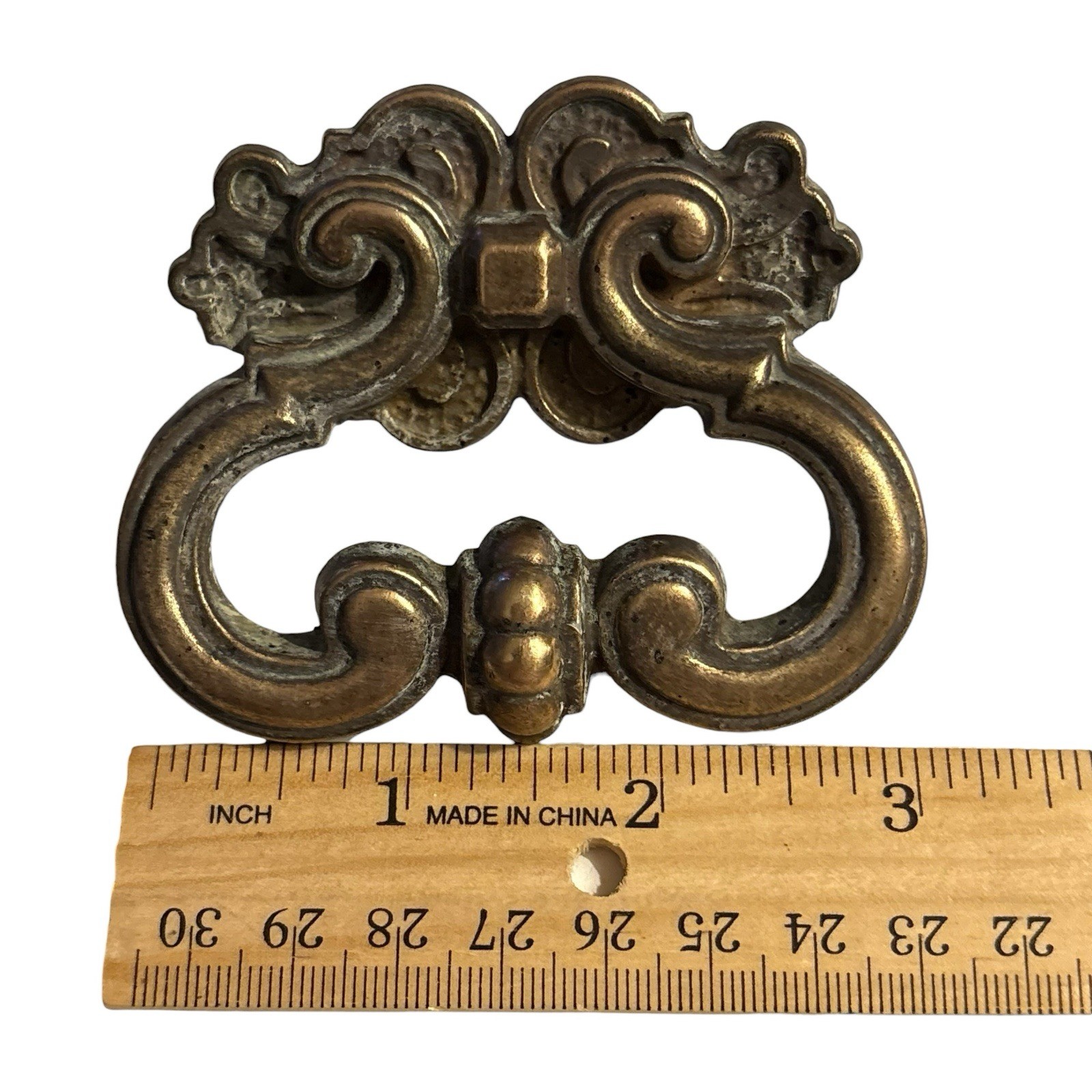 3” Brass Finger Pull Drawer Handle Ornate Victorian Set of 4 Antique Vintage