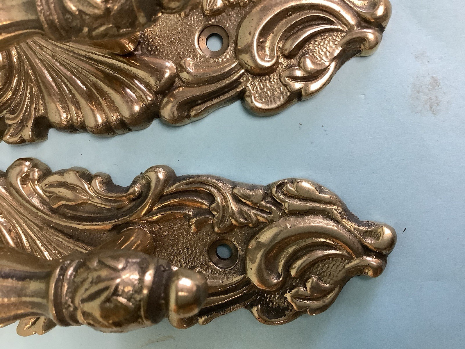 Pair Brass Door Pulls/Handle 9 3/8” L by 2 1/8”W