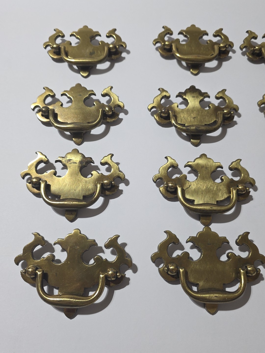 Vintage Lot of 16 Keeler Brass Co. #8650 Solid Brass Furniture Drawer Pulls 4″
