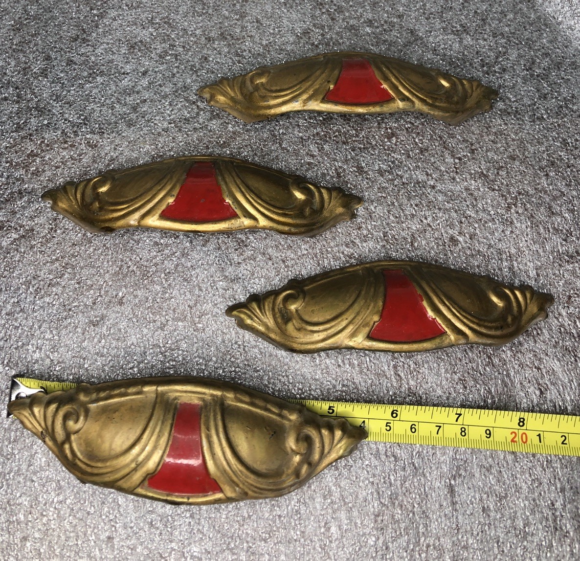 Four (4) Vintage Art Deco Waterfall Dresser Drawer Pulls