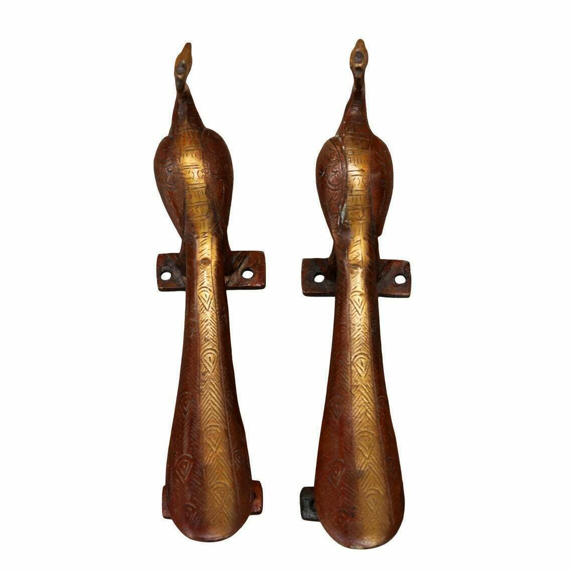Brass Bird Door Handle Pair Turkey Style Peacock Hotel Pull Door Hardware GTX