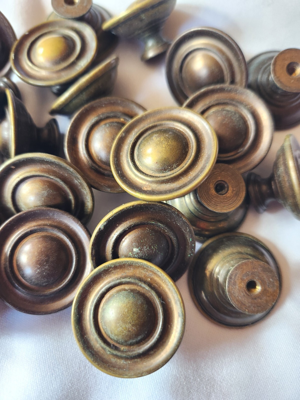 Antique Salvage Mushroom Brass Cabinet Pulls Lot 24 Pcs