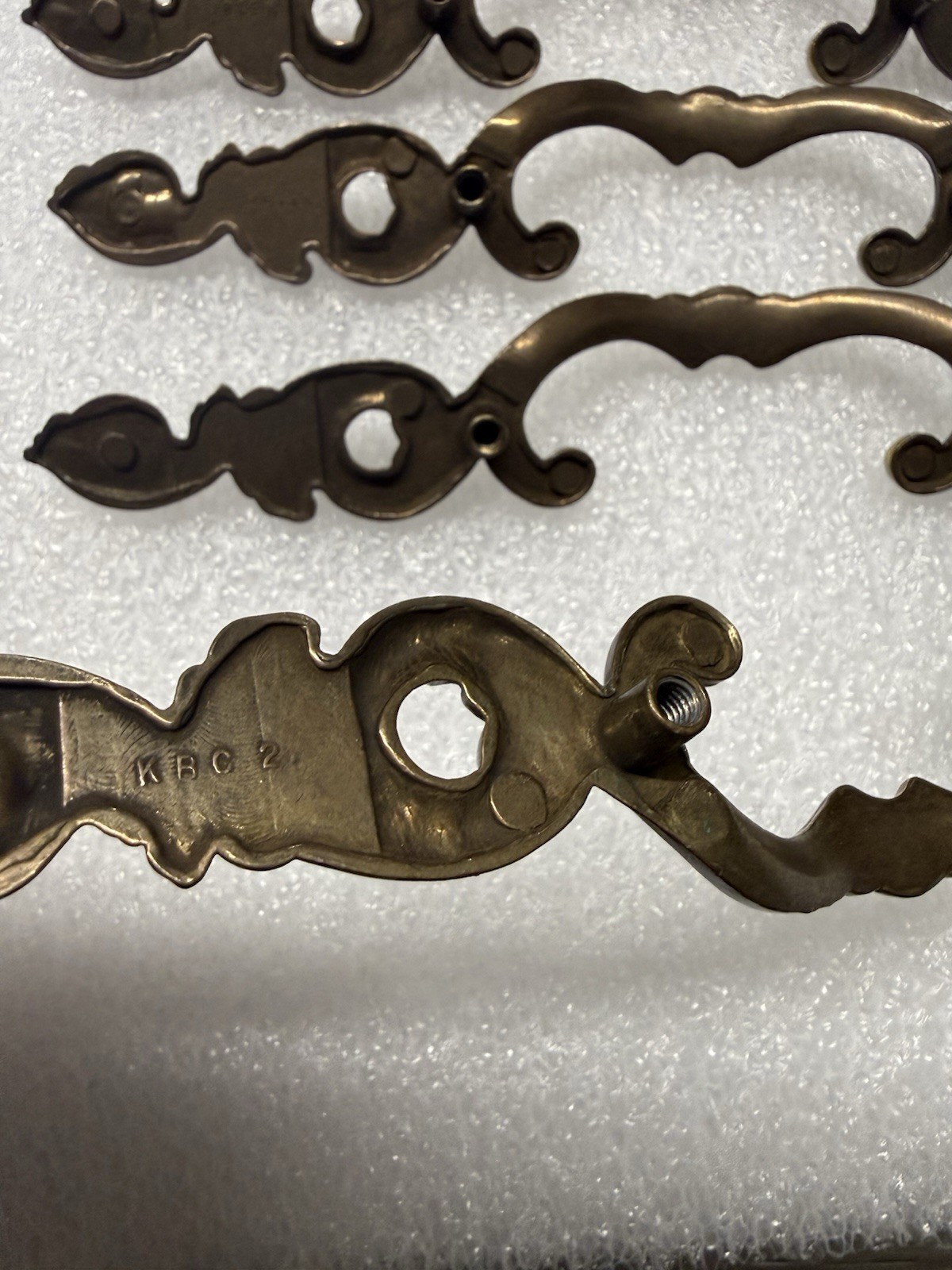 5 Vintage Antique Keeler Brass Co. Hickory Drawer Brass Pulls 8” Victorian (28)