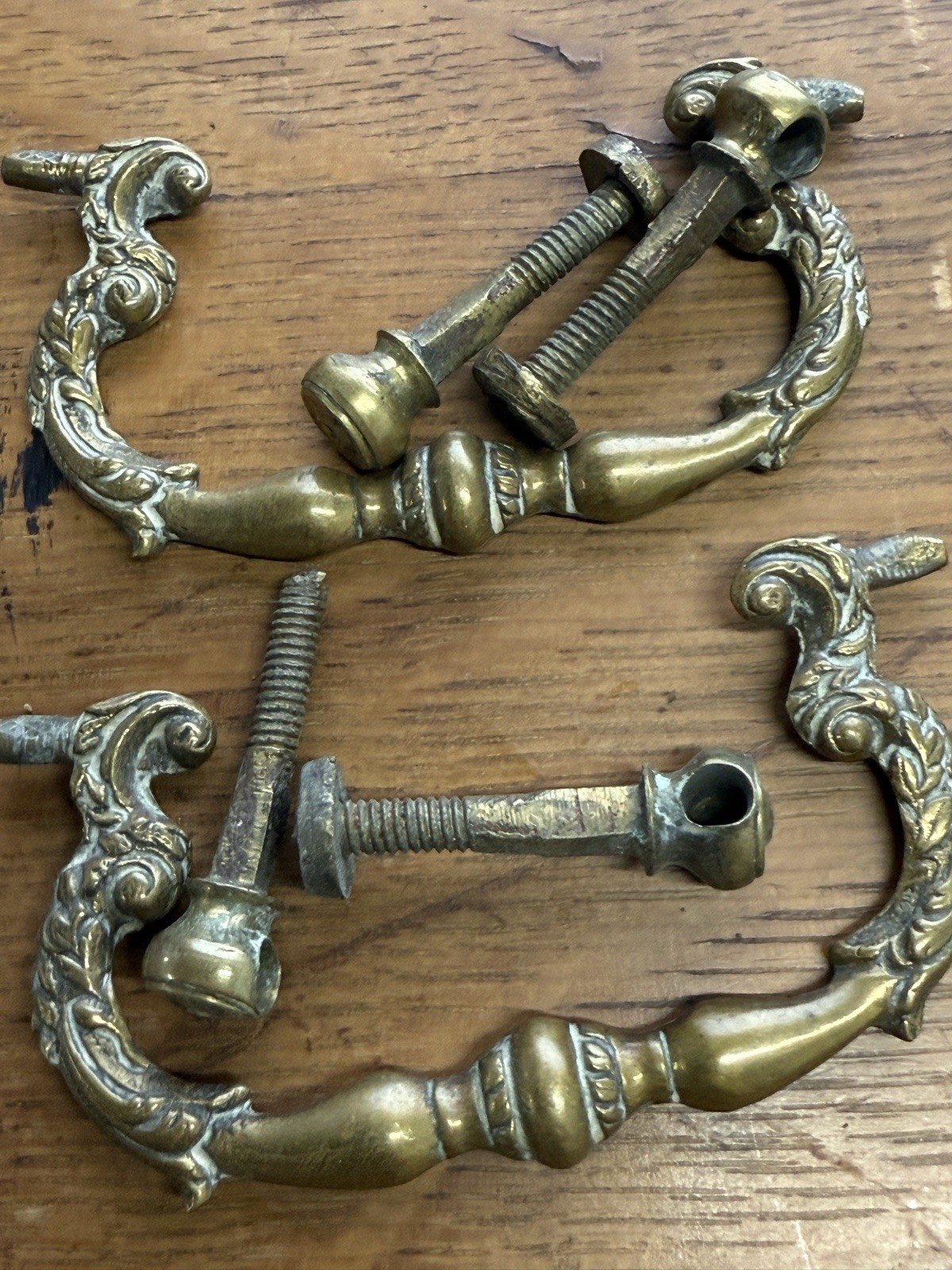 Antique Georgian bronze brass hardware chippendale period set 18th century