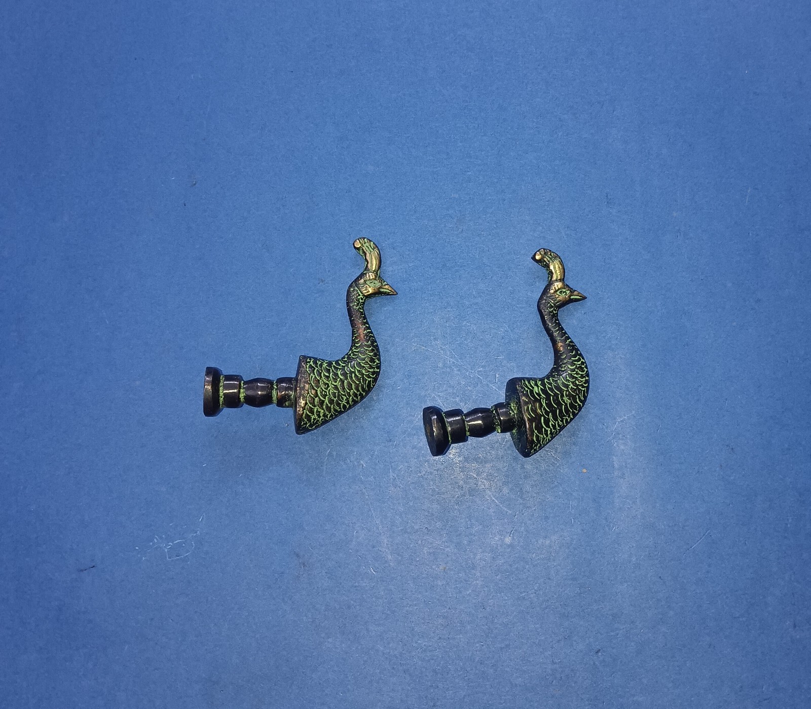 Majestic Peafowl Shape Window Knob Pair Brass Macaw Bird Head Drawer Pull GTX