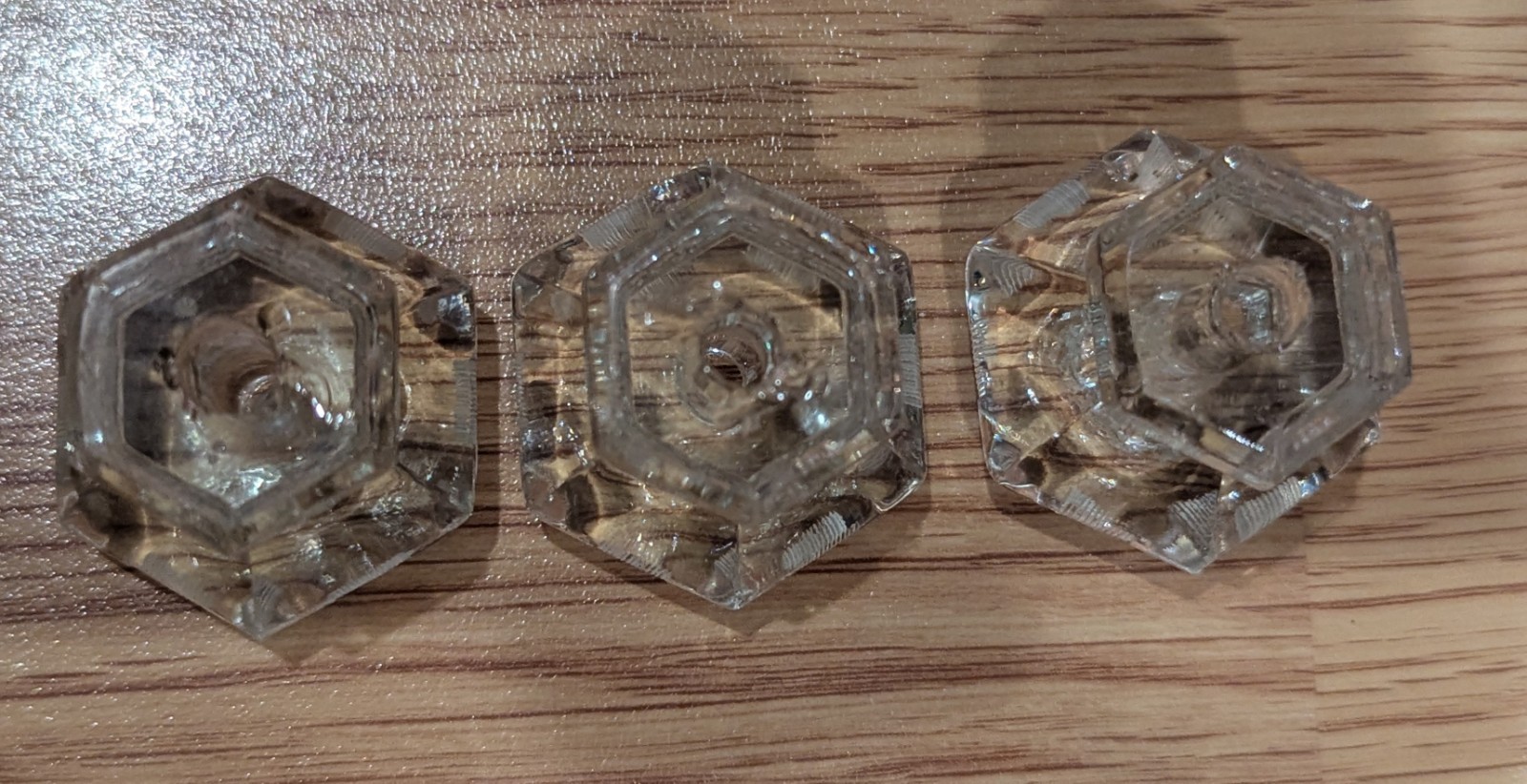 Vintage Clear Glass Door Knobs Drawer Cabinet Pulls Set of 3