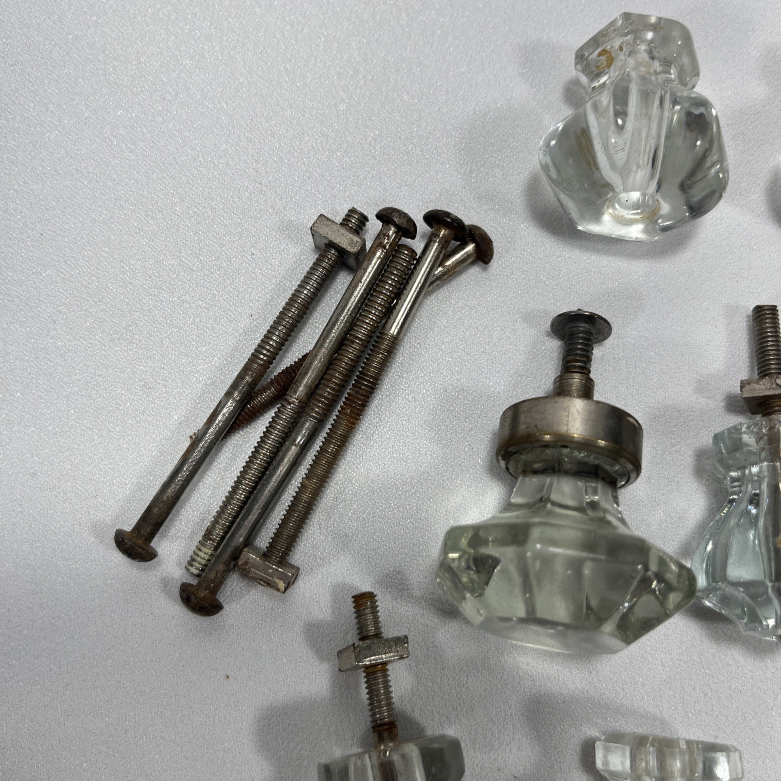 Lot Of 52 Antique Vintage Clear Glass Drawer Knobs-Salvage-Crafting-Restoration