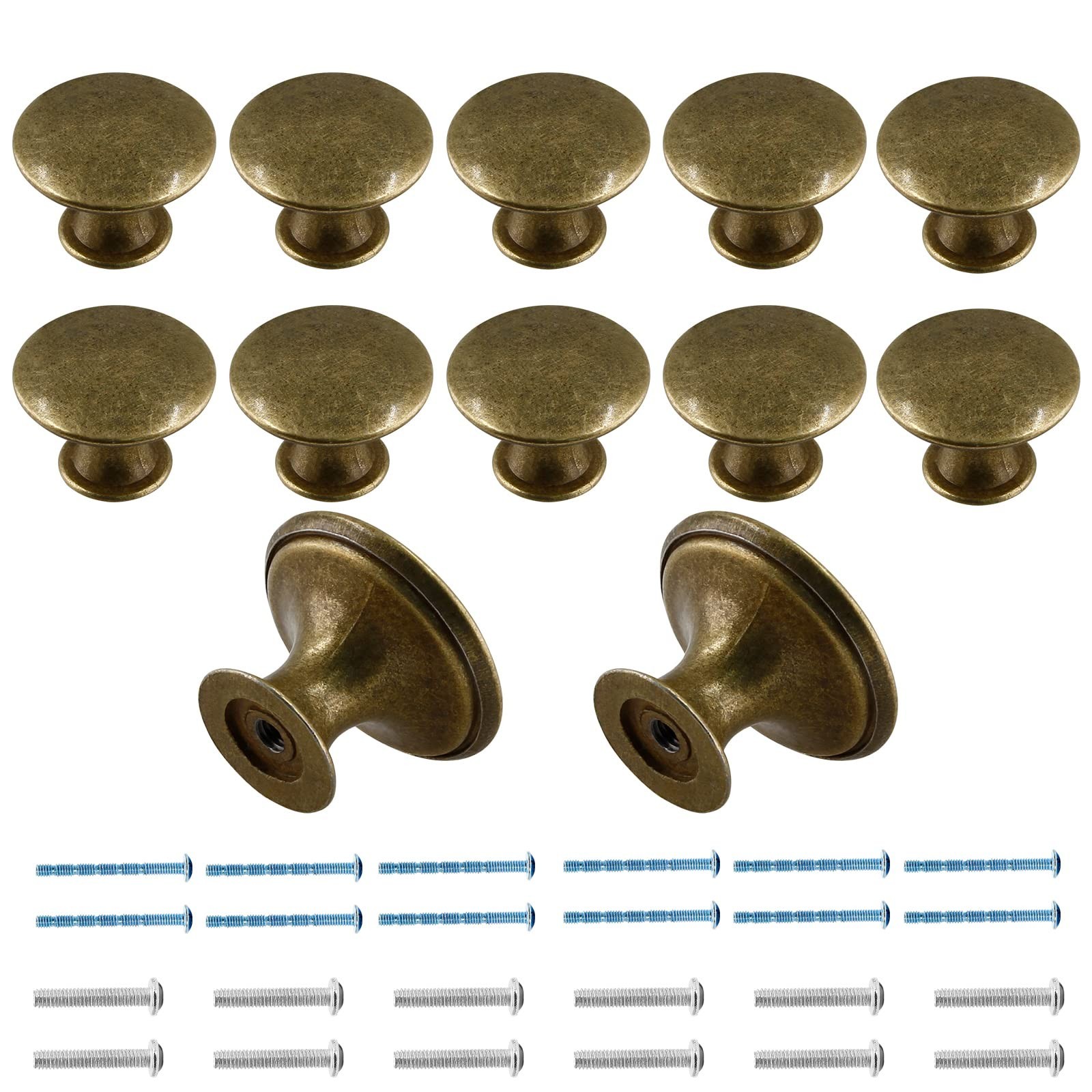 12 Pcs Cabinet Knobs Metal Drawer Knobs Round Dresser Handle 12 Pack Brass