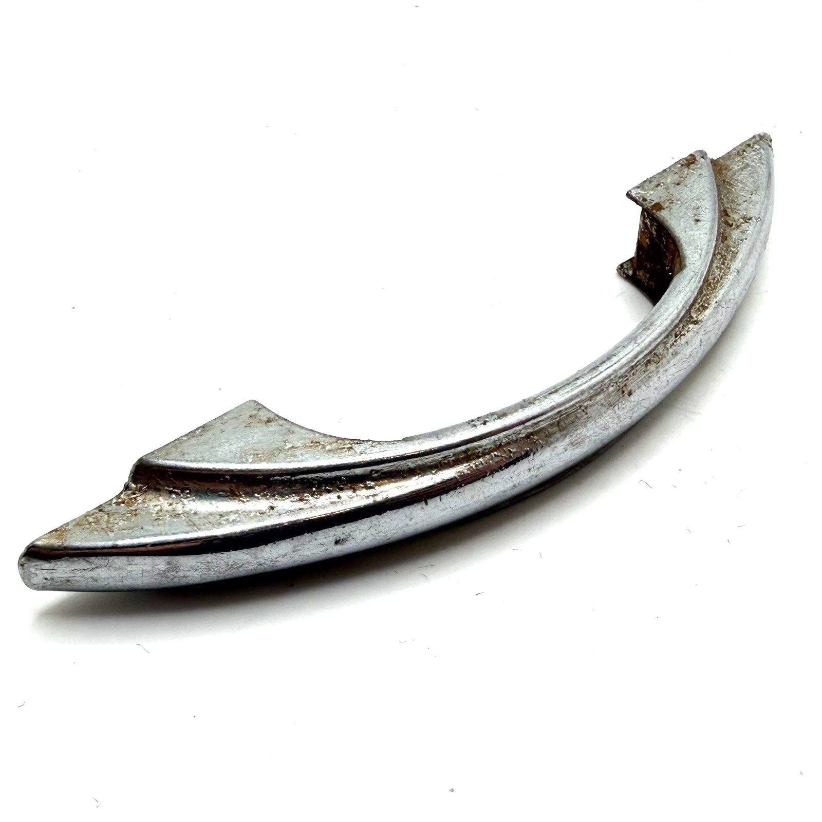 Vintage Polished Chrome Drawer Pulls Stepped Sides Art Deco Cabinet Handle