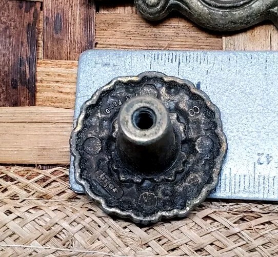 9 Sets Vintage Antique Brass HYER Ornate Cabinet Pulls w/ Back Plates 5¼” 18 Pc