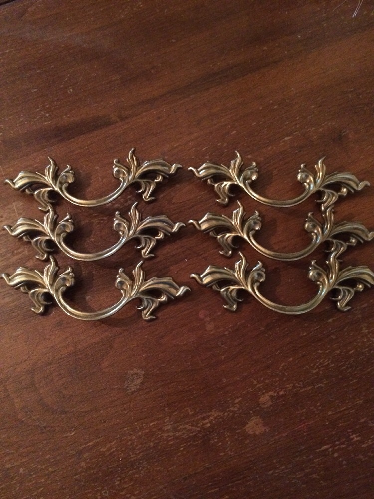 Vintage look Belwith Brass French Provincial Drawer Pull Handles Gold NEW