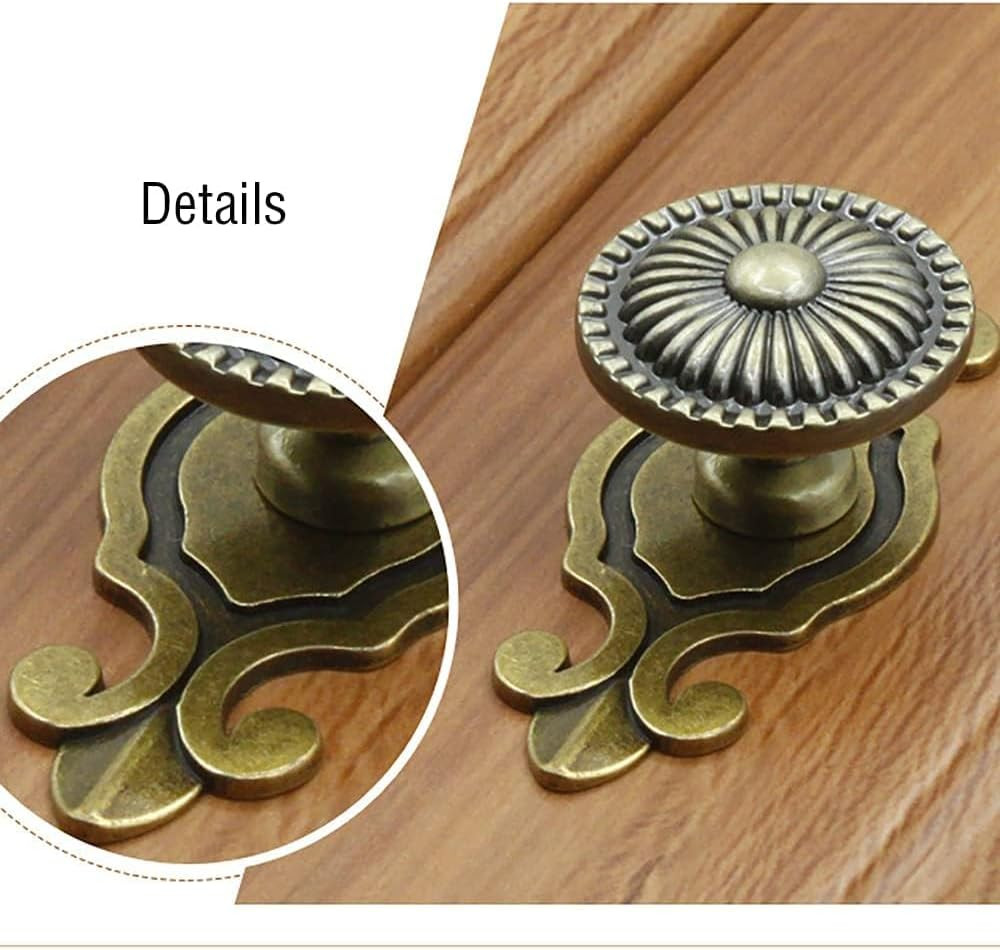 Golden Brass Antique Vintage Retro Drawer Cabinet Metal Knobs with Backplates 12