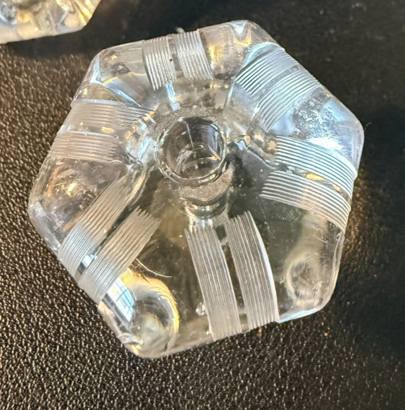 Vintage 6~Sided Hexagonal Clear Glass Elegant Unique Drawer Knobs Lot of 8